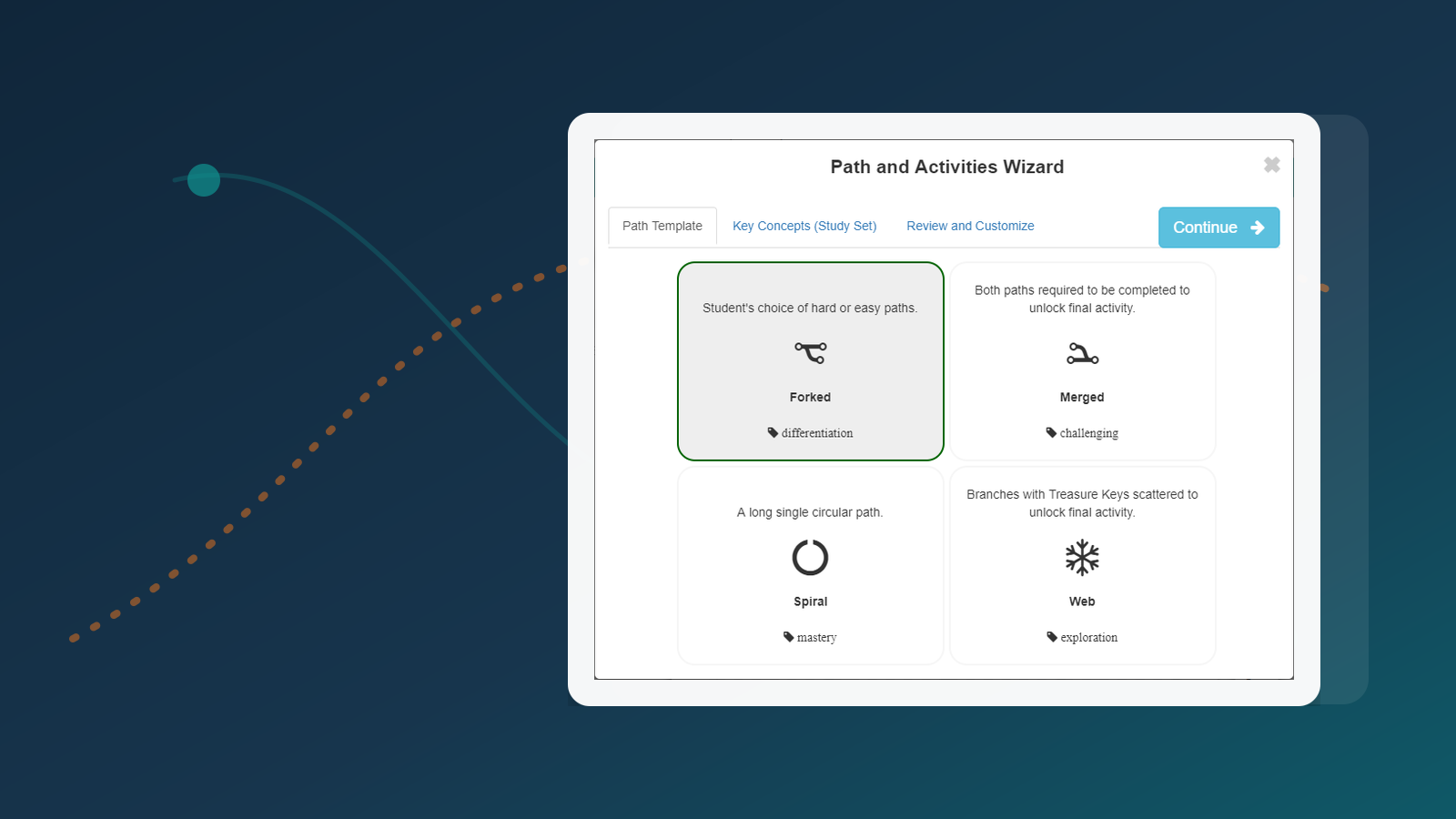 Deck.Toys lesson map screenshot showing quiz-style checkpoints inside a larger classroom adventure path.